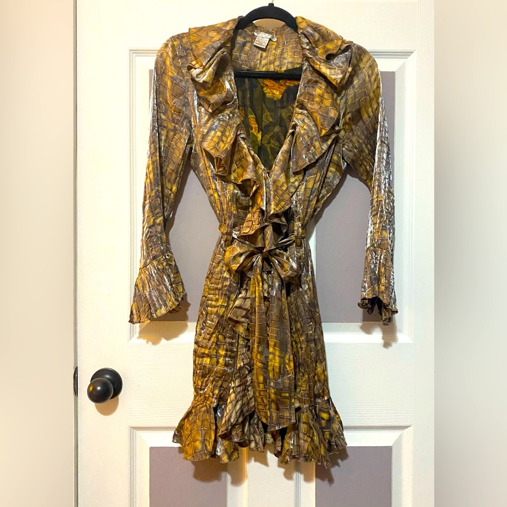 ALBERTO MAKALI CROCODILE PRINT ELEGANT 3/4 LENGTH JACKET